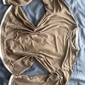 Tan Long Sleeve Shirt with White Trim